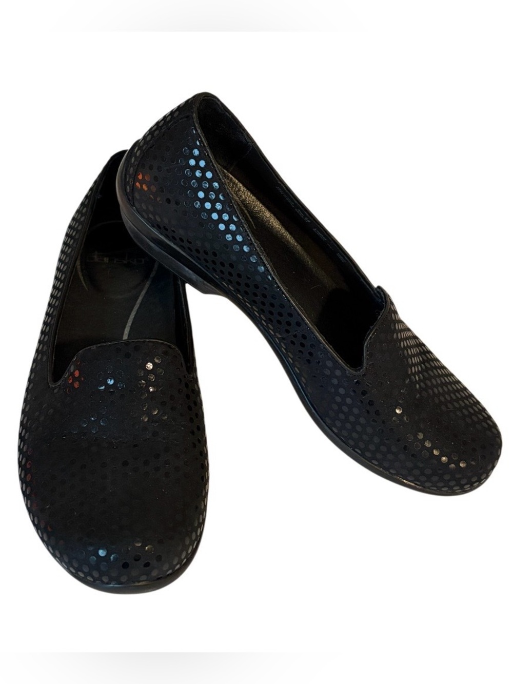 Dansko Olivia Slip On Shiny Polka Dot Black Loafer Size 8